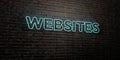 WEBSITES -Realistic Neon Sign on Brick Wall background - 3D rendered royalty free stock image