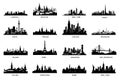 WebVector silhouettes of the worlds city skylines. Royalty Free Stock Photo