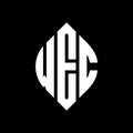 WEC circle letter logo design with circle and ellipse shape. WEC ellipse letters with typographic style. The three initials form a Royalty Free Stock Photo