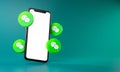 Wechat Icons Around Smartphone App Mockup 3D