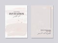 Wector wedding collection in grey colors, marble invitation card with gold foil texture. Minimal bohemian design in vector,