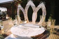 Weddind decoration on open air.decor of a beautiful white arch