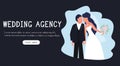 wedding agency banner, landing page, illustration with newlyweds Royalty Free Stock Photo