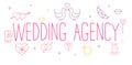 Wedding agency- line design style banner on white background. Royalty Free Stock Photo