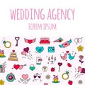 Wedding agency- line design style banner on white background. Royalty Free Stock Photo