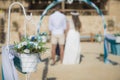 Wedding aisle setup on tropical beach Royalty Free Stock Photo