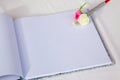 Wedding album, blank page, guest list, to do list.still life photography concept by memory and notebook. Royalty Free Stock Photo