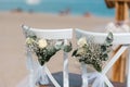 Wedding altar on the beach of Tarragona in Spain Royalty Free Stock Photo