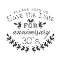 Wedding Anniversary Party Black And White Invitation Card Design Template With Calligraphic Text