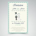 Wedding announcement with figures in blue design Royalty Free Stock Photo