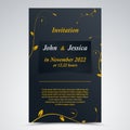 Wedding announcement with leaves in blue yellow design Royalty Free Stock Photo