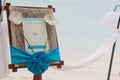 Wedding announcement on tropical sea and beach