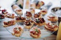Wedding appetizers on the table. Catering outdoor service Royalty Free Stock Photo