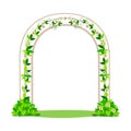 beautiful wedding arch decorated with delicate flowers and foliage in a simple style Royalty Free Stock Photo