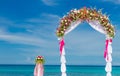 Wedding arch, cabana, gazebo on tropical beach