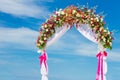 Wedding arch, cabana, gazebo on tropical beach