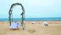 Wedding Arch on the coast of sea Royalty Free Stock Photo