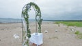 Wedding Arch on the coast of sea Royalty Free Stock Photo