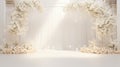 Wedding arch decorated with white flowers