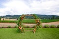 Wedding Arch With Flowers at Winery Royalty Free Stock Photo