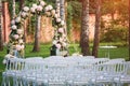 Wedding arch at the outdoor wedding ceremony Royalty Free Stock Photo