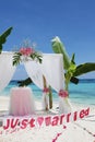 Wedding arch - tent - decorated with flowers Royalty Free Stock Photo