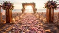 Wedding arch on a white sand beach Royalty Free Stock Photo