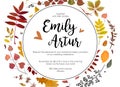 Wedding Autumn fall invite invitation floral watercolor style ca Royalty Free Stock Photo