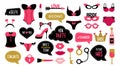 Wedding and bachelorette party photo booth props set Royalty Free Stock Photo