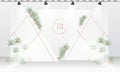 Wedding backdrop design template with white and rose gold color theme