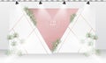 Wedding backdrop design template with white and rose gold color