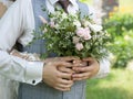 Wedding background, bride and groom in stylish clothes