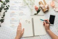 Bridal background with planner checklist Royalty Free Stock Photo