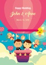 Wedding background design. The couple is in the hot air balloon. Royalty Free Stock Photo