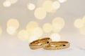 Wedding background with two golden rings Royalty Free Stock Photo