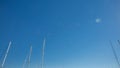 Wedding Balloons Flying High in Blue Sky over Marina Boat Masts