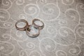 Wedding Bands Engagement Ring Arranged as Hidden Mickey Royalty Free Stock Photo