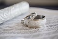 The Wedding Bands On Top Of A White Bible During The Ceremony. Generative AI Royalty Free Stock Photo