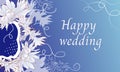 Wedding banner with cornflowers on a light blue background. Floral vector card, text frame for invitations or congratulations