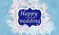 Wedding banner with light cornflowers on a blue background. Floral vector card for invitations and ÃÂongratulations