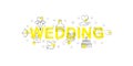 Wedding banner. Word with line icon. Royalty Free Stock Photo