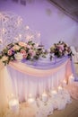 Wedding Banquet Hall Table Decoration Flowers Royalty Free Stock Photo