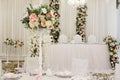 Wedding banquet in restaurant, tables with flowers Royalty Free Stock Photo
