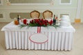 Wedding banquet table decoratopn at a restaurant Royalty Free Stock Photo