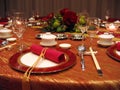 Wedding banquet table setting Royalty Free Stock Photo