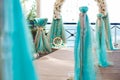 Wedding on the beach. Beautiful wedding arch, decorated with flowers. Sea. The ocean Royalty Free Stock Photo