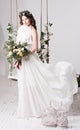 Wedding. Beautiful bride with bouquet Royalty Free Stock Photo