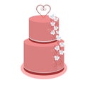 Wedding beautiful cake three-tiered pink with butterflies Royalty Free Stock Photo