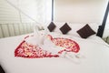 Wedding bed with fold a towel swan