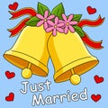 Wedding Bell Just Married Colored Illustration
